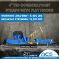 thumbnail image 2 of Mega Cargo Control USA 4" x 40' Ratchet Strap Flat Hook Farm Trailer Flatbed Truck Tie Down 1 Pack, 2 of 7