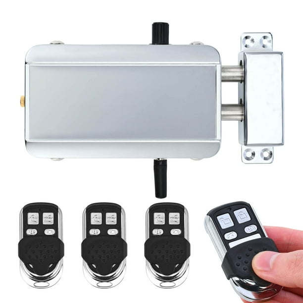 Cerradura electrónica con cerrojo, cerradura de puerta con Control remoto, antirrobo, seguridad para el hogar, cerradura de puerta oculta inteligente sin llave con 4 controles remotos