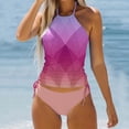 thumbnail image 2 of Wyzesi Coverups for Swimwear Women Women Swimwear Tankini 2 Piece Normal Swimsuit Backless 2 Piece Printing Adjustable Print Multi Color Padded Strap Bathing Suits Vacation Beach Wear Pink L, 2 of 5