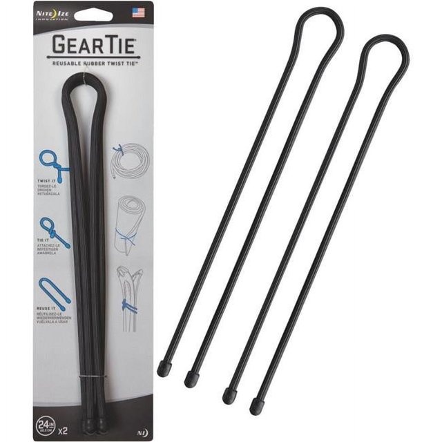 Nite Ize 138536 Cravate Réutilisable en Caoutchouc 24 Po., Noir - Lot de 6