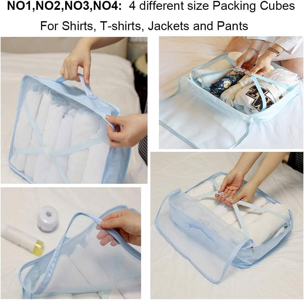 Travel Packing Cubes 8 count Set, Luggage Packing Organizers with Shoe Bag and Toiletry Bag