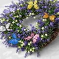 thumbnail image 4 of Bcylexb Floral Wreaths for Front Door, 13.8" Artificial Colorful Flower Door Wreath All Season Hanging Wreaths for Garden Porch Wall Window Decor, 4 of 6