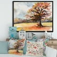 thumbnail image 2 of Designart 'Lone Oak Tree In The Fields With Autum Leaves' Traditional Framed Canvas Wall Art Print, 2 of 5
