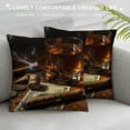 thumbnail image 3 of Orinice Whiskey Cigar Money Graphic Decorative Throw Pillow Cover for Home Couch Living Room Bed Sofa - Year-Round Use - Pillowcase 1PC 12x12in, 3 of 5