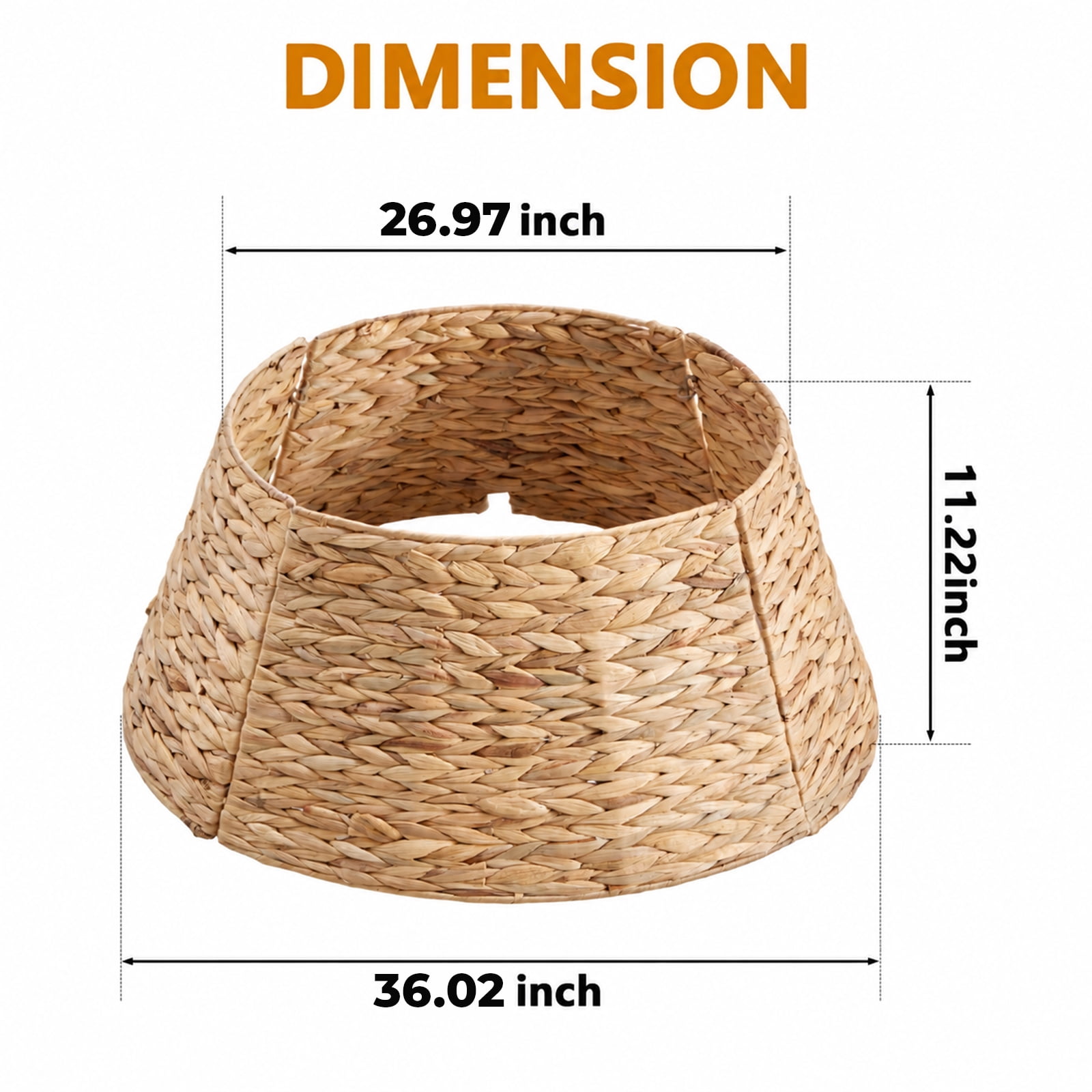 Alvantor Christmas Tree Collar, Woven Rattan Stand Cover with Cord Port, Yellow 36IN