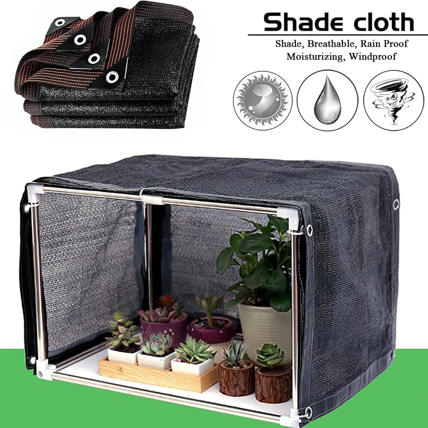 Shade Cloth for Garden,80% Mesh Tarp with Grommets for Plant Cover,6.5X3.2 FT Patio Canopy Garden Pergola Car Barn Kennel,Black