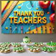 thumbnail image 6 of Colorful Thank You Teachers Banner with Pencil Apple and Star Elements for Teachers Day Celebration Classroom Decor Party Supplies Photography Props Backdrop Decors, 6 of 8