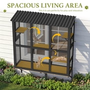 Haverchair Cat Catio, Cat Window Perch for Large Indoor Cats, Window Box Enclosure with 4 Jump Platforms, Wooden Window Hammock for Multi Kittens, All-Weather Use Outdoor Small Pet Perch House