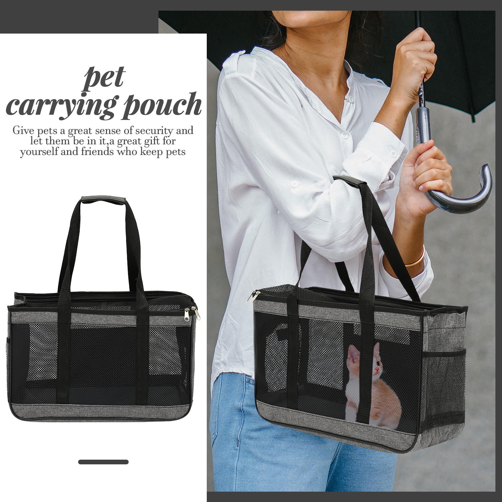 Homoyoyo Pet Carrier for Cat Oxford Cloth Grey for Friends with Pets 1Set
