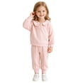 thumbnail image 3 of NIEWTR Kids Sweatsuit Set Girls Infant Toddler Girl Long Sleeve Crewneck Top with Elastic Waist Pants Fall Winter Daily Wear Comfy Sleep Set Soft for 0-6Y(A-Pink,18-24 Months), 3 of 7