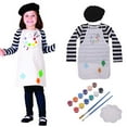 thumbnail image 6 of Mercatoo Toddler Baby Girls Clothes Long Sleeved Striped Tops and Apron Hat Outfit Little Painter Figures Performing Set, 6 of 6