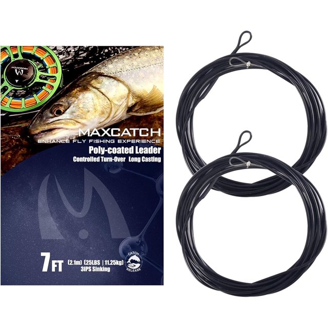 czcpp-Maxcatch Fly Fishing Polyleader Line Monofilament Core for 7ft Trout and 10ft Salmon Poly Leader 3-6ips Floating/Sinking 10-25lb 2pcs