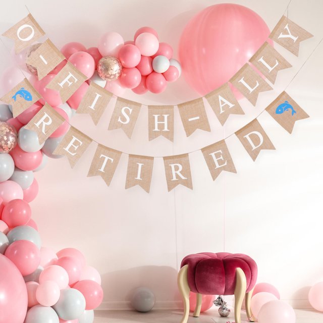 unbranded Banner Decorativo Khaki De Lino Con Letras Fish Ally Retired Y De Piña Para Fiestas