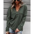 thumbnail image 6 of Faux Button Placket Sweater Olive Green Medium, 6 of 6