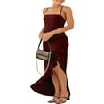 thumbnail image 3 of Womens Été Longue Skinny Sling Robe Couleur Unie Irrégulière Fendue Ourlet Robe, 3 of 7