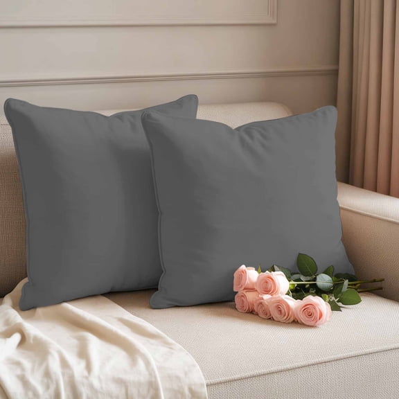 Outdoor Pillow Cover 18x18inch Set of 2, Deep Grey Waterproof Decorative Throw Pillow Cover for Couch Sofa, Minimalist Art Pillowcase Cushion Cases for Patio Garden Bed Car