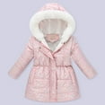 thumbnail image 2 of Povozer Girls Winter Long Puffer Coat Thick Padded Soft Fleece Jacket with Hood(Pink,4-5Y), 2 of 6