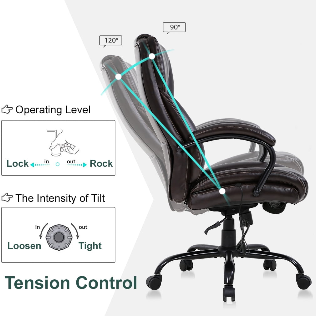 BestOffice Big and Tall Office Chair, Lumbar Support, Rolling Swivel for Men, Women(Brown)