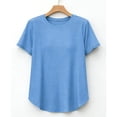 thumbnail image 5 of Activewear for Women Round Neck Athletic T-Shirt with Back Cutout Short Sleeves Summer Top with Cooling Fabric Blue M, 5 of 5
