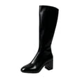 thumbnail image 2 of Knee High Boots for Women Zipper Wide Calf Slip On Pointed Toe Chunky Heel Fashion Pull On Tall Boot for Ladies Party Concert, 2 of 7