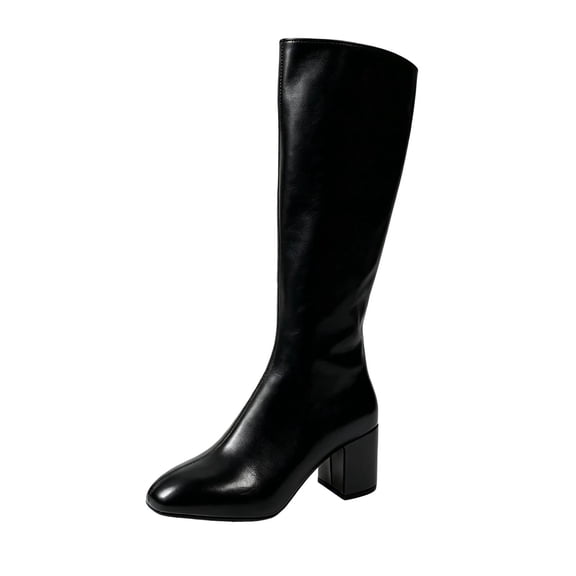 Women's Mid-Calf Boots Plus Size Round Toe Chunky Heel Comfort Fall Winter Boots
