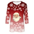 thumbnail image 6 of VKOYWKM Fall Tops for Women Christmas Shirts 3/4 Length Sleeve Womens Tops Christmas Santa Graphic T Shirts Casual Crew Neck Funny Family Party Tunic Top, 6 of 7