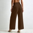 thumbnail image 5 of Women's Pleated Dress Trousers High Waist Loose Wide Leg Cropped Trousers with Pockets Busines Casual Commute Pants for Daily Work Wear Brown, 5 of 9