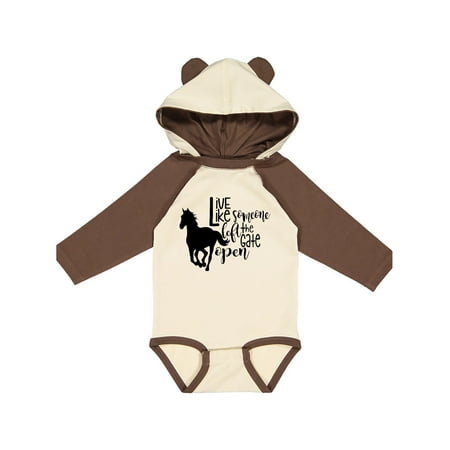 

Inktastic Live Like Someone Left the Gate Open Horse Silhouette Gift Baby Boy or Baby Girl Long Sleeve Bodysuit