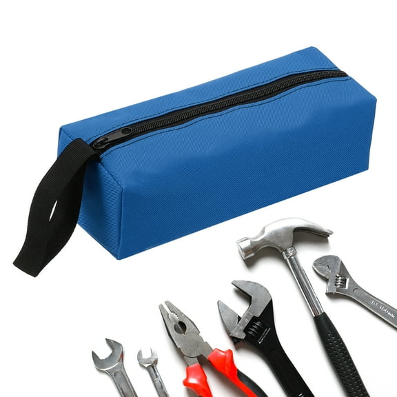 Uxcell Zipper Utility Tool Bag 9.8x3.3x2.8 Inch Multi-purpose Oxford Cloth Tote Tool Pouch Small Organize Bags, Blue