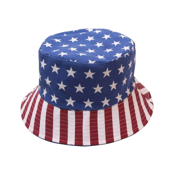 MLINS American Flag Hat Fashion Sun Protection Hat Leisure Travel Bucket Outdoor Double-side Hat