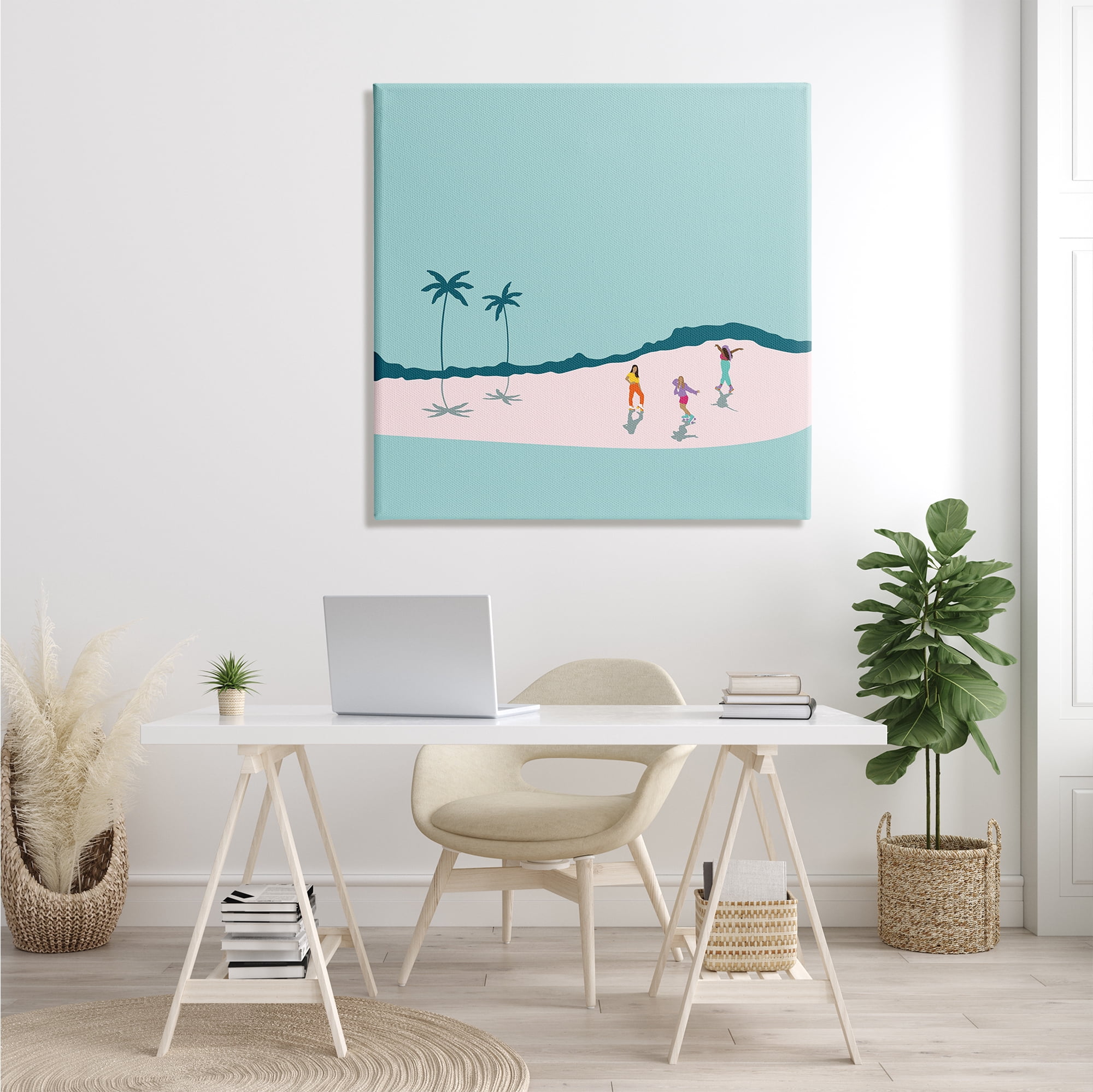 Stupell Industries Roller Derby Girls Minimal Tropical Coast Landscape, 36 x 36, Designed by Make Much Studios