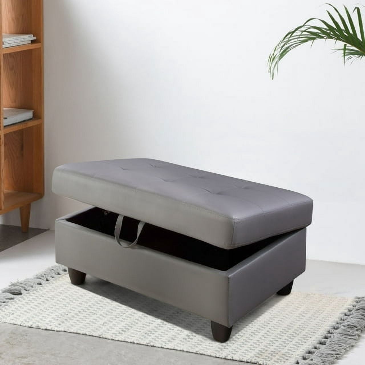 PonLiving Oversized Leather Storage Ottoman with Lid Lifting, for Living Room/Bedroom/Office