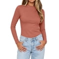thumbnail image 2 of Staron Women's Tops Long Sleeve Solid Basic Casual Slim Crew Neck Lightweight Soft Fashion Tunic Tee Shirt, Wine S, 2 of 6
