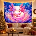 thumbnail image 3 of Pink Axolotl Within a Glowing Lotus Flower, Dreamy Digital Art for Fantasy Fans, Heart Wall Art, Valentine's Day Gift, Tapestry Wall Hanging for Bedroom and Dorm, 3 of 7