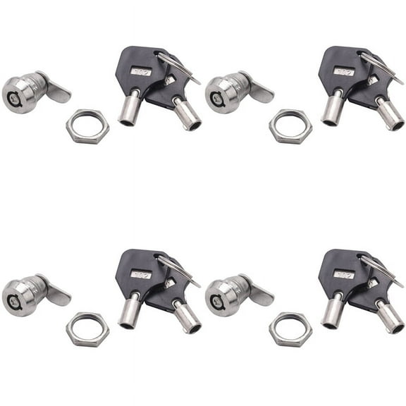4X Cabinet Door Quarter Turn Security Tubular Cam Lock W Keys