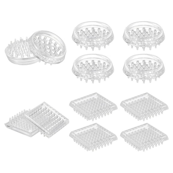 12Pcs Carpet Protectors Spiked Caster Cups 1.89" Round and Square Spiked Furniture Cup