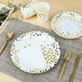 thumbnail image 5 of 201PCS White and Gold Party Supplies Dots Tableware Set Serves 25, Paper Plates Napkins Straws Plastic Tablecloth Forks Knives Spoons for Birthday Wedding Christmas Cocktail Party Baby Shower, 5 of 7