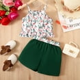 thumbnail image 3 of PatPat 2pcs Kid Girl Floral & Butterfly Print Ruffle Hem Cami Top and Belted Shorts Set, 3 of 5