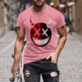 thumbnail image 2 of UVEASISHA Men's Novelty Graphic T-Shirts Short Sleeve Funny Face Printed Casual Tees Breathable Slim Fit Gym Workout Shirts Comfy Crewneck Pullover Pink S, 2 of 6