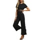 thumbnail image 4 of INSPIRAR CHIC Mono de Mujer de Manga Corta Cuello Redondo Malla Transparente Casual Pantalones Anchos L Negro, 4 of 6