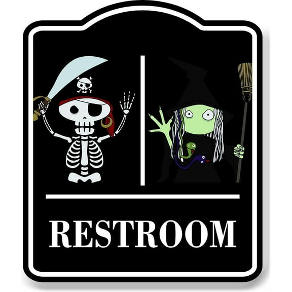 Halloween Restroom Bathroom Kids Spooky BLACK Aluminum Composite Sign 15''x18''