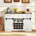 thumbnail image 4 of Gymax Wine Bar Cabinet w/LED Lights Doors Coffee Station w/ Adjustable Shelves Racks White, 4 of 10