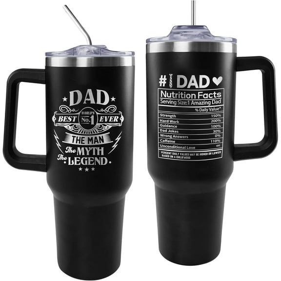 Gifts for Dad, 40oz Best Dad Ever Tumbler with Lid and Straw, Birthday Fathers Gifts Ideas from Daughter Son, Stainless Steel Insulated Drinking Cup