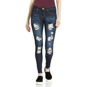 Cover Girl Size Cute Mid Rise Waisted Ripped Torn Skinny Juniors, Antique Distressed, JR Plus 22
