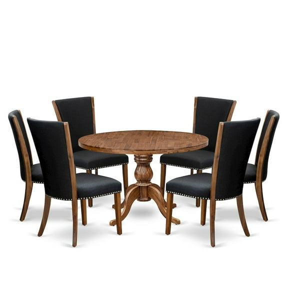 Luxe by East West Furniture 7 Piece Dining Table Set For 6 Contains 48" Round Table In Black Color