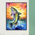 thumbnail image 1 of Cuadros Decorativos Pintura de diamante 5D DIY completo taladro redondo Smallmouth Bass Kit decoración del hogar DQrwqpou embutido en tela, 1 of 7