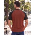 thumbnail image 3 of INSPIRE CHIC Men's Henley T-Shirt Color Block Raglan Sleeves Casual Tee M Brick Red, 3 of 5