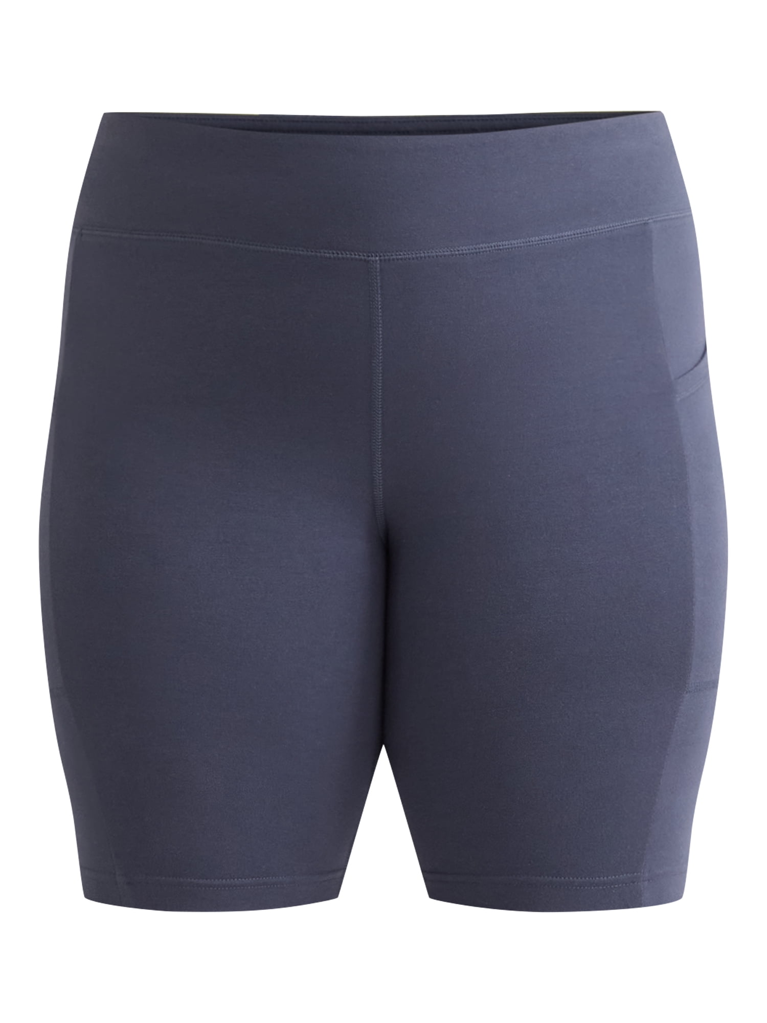 Terra & Sky Women’s Plus High Rise Biker Shorts with Pockets, 9” Inseam, Sizes 0X-4X