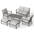 thumbnail image 2 of 6 Pieces Aluminum Outdoor Conversation Set, Patio Furniture Set with 1 Cushioned Loveseat, 2 Armchairs, 1 Coffee Table and 2 Ottomans for Yard, Porch, and Deck, 2 of 6