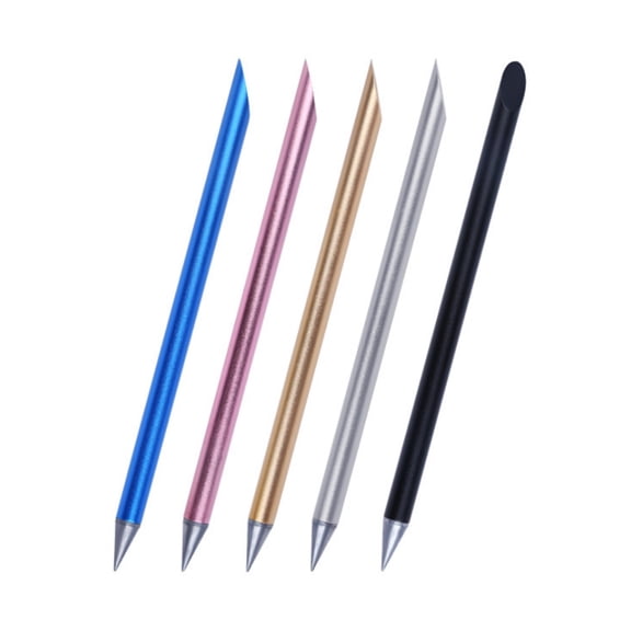 Inkless Metal Pencil Erasable Aluminum Writing Pen Eternal Pen Without Sharpening Reusable Artist Drawing Tool Smooth Alloy Tip Pink